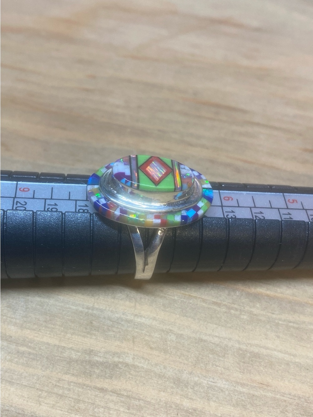 Zuni Jewelry Ring Sterling Silver Size 7 Ethnic Native American Inlay Gift Xmas - Picture 4 of 7